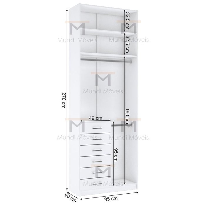 Módulo Closet Gaveteiro E Cabideiro A270Xl95Xp40 M415.B