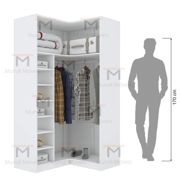 骸 様　248 Módulo Closet Canto A200Xlx98Xly108 C/ Nichos E Cabideiro M366.B