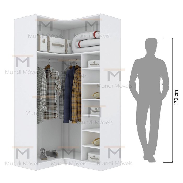 Módulo Closet Canto A200Xlx108Xly98 C/ Nichos E Cabideiro M365.B