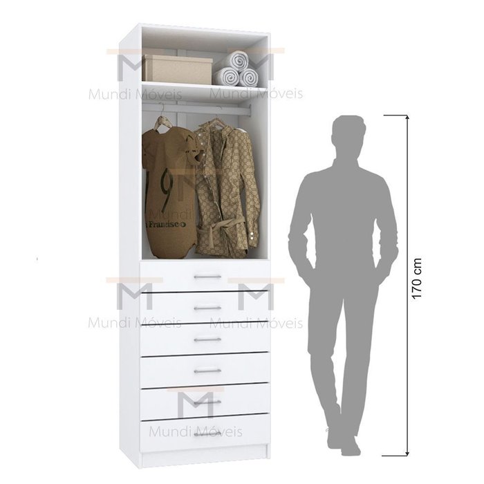 Módulo M597.B Gaveteiro + Cabideiro 100% Mdf (Closet, Comércio)