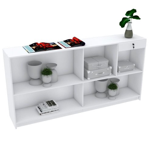 Balcão 1 Gaveta 1 Prateleiras Branco M407.B | Mundi Móveis