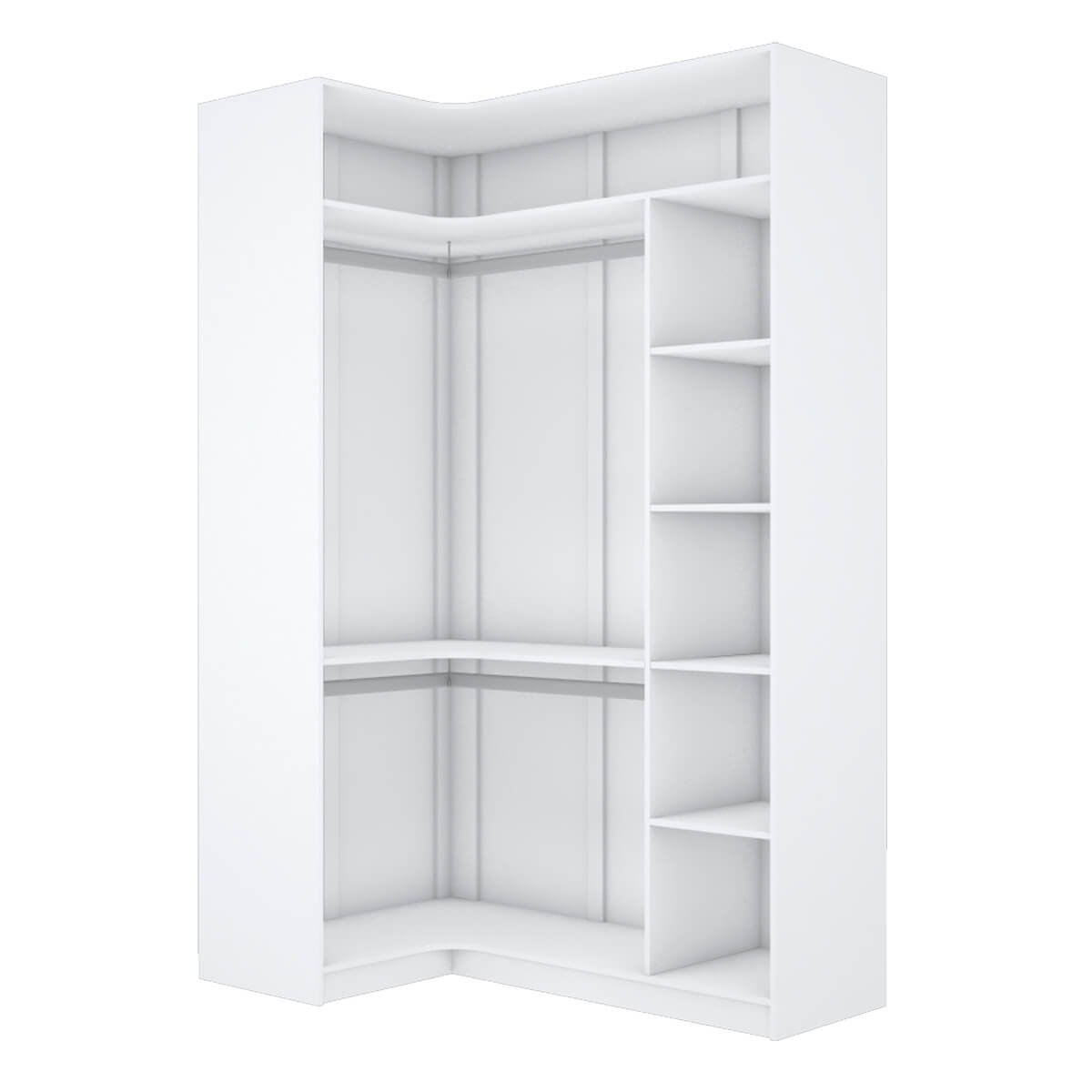 Módulo 255cm 2 Prateleiras Cabideiro Branco M863.B | Mundi Móveis
