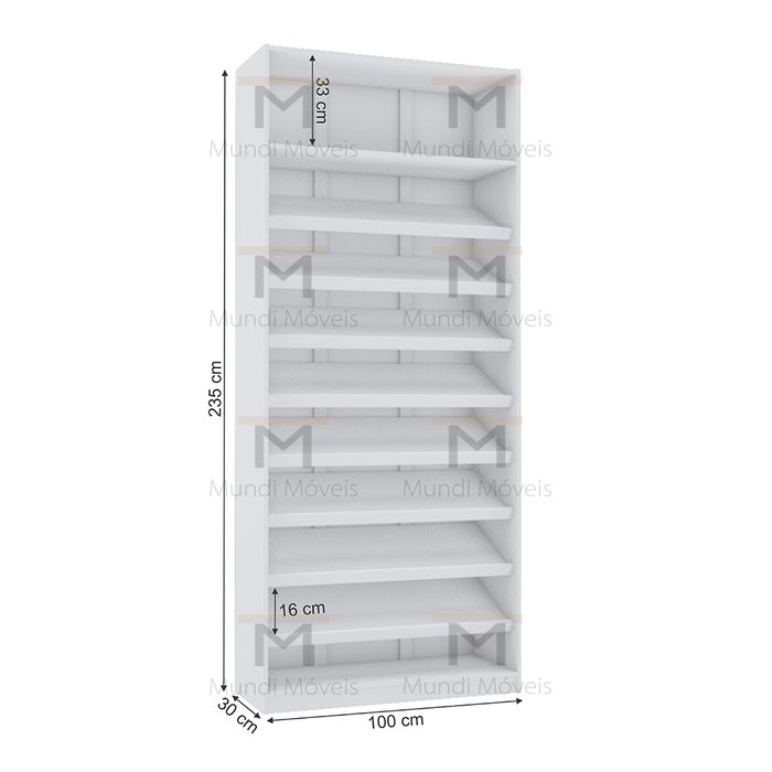 Sapateira Módulo Closet A235Xl100Xp30 M691.B (9 Prateleiras)