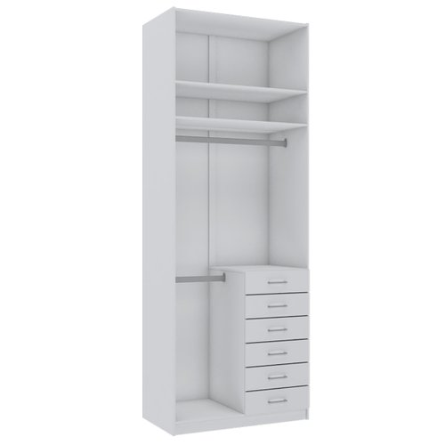 Módulo 270cm 6 Gavetas Cabideiro Branco M820.B | Mundi Móveis