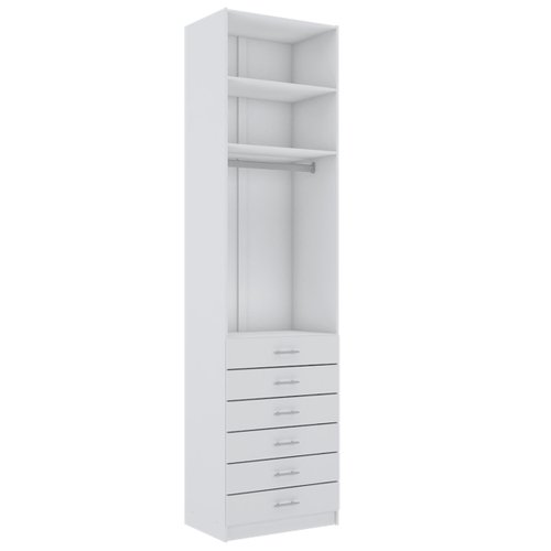 Módulo 270cm 6 Gavetas Cabideiro Branco M820.B | Mundi Móveis