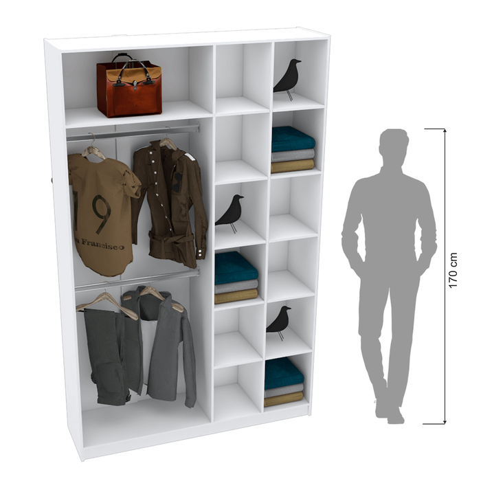 全身 Módulo Closet Nichos E Cabideiro Duplo L150Xp40Xa240 M363.B