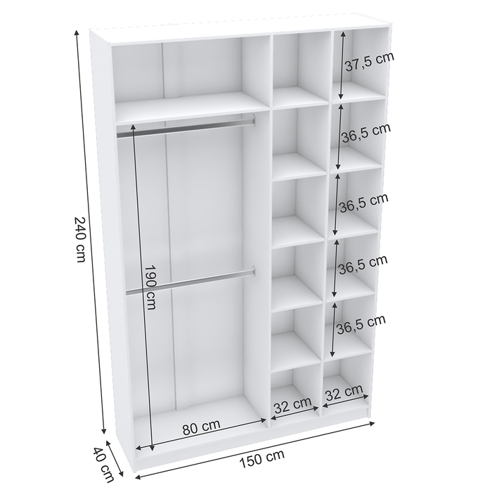 Módulo 240cm 1 Prateleiras 12 Nichos Branco M363.B | Mundi Móveis