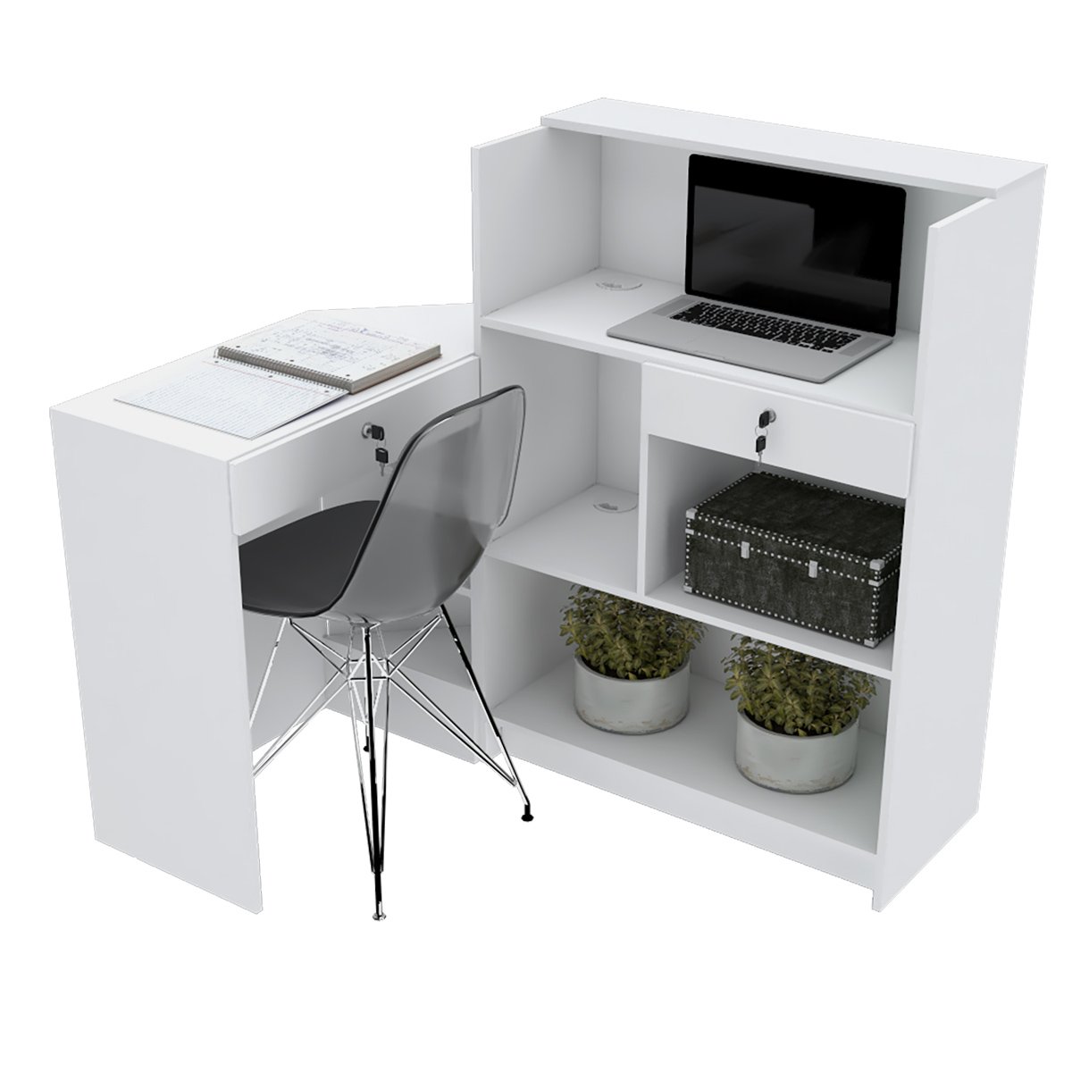 Balcão 2 Gavetas Branco M478.B | Mundi Móveis