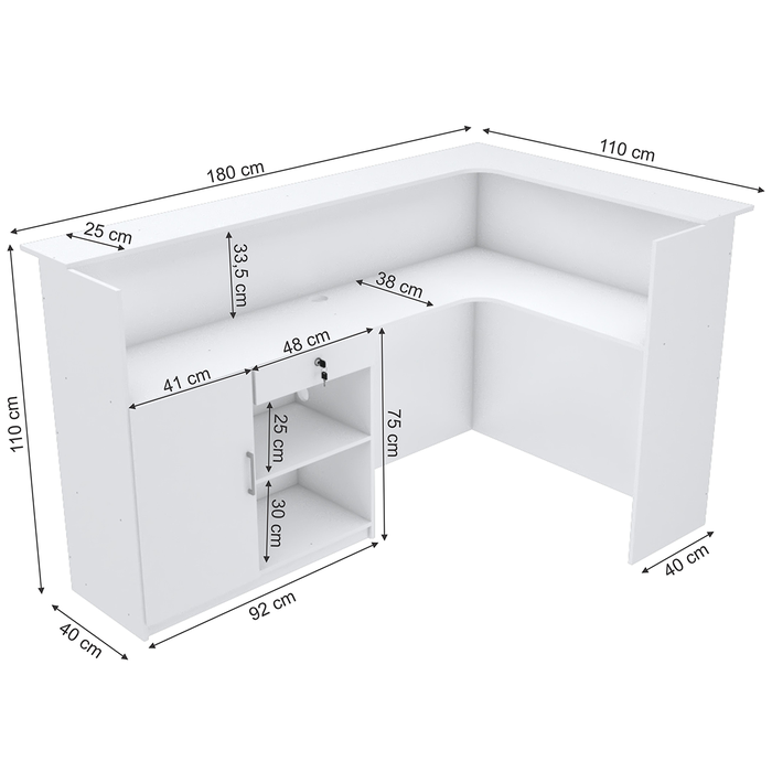 Balcão 1 Gaveta com Porta Branco M798.B | Mundi Móveis