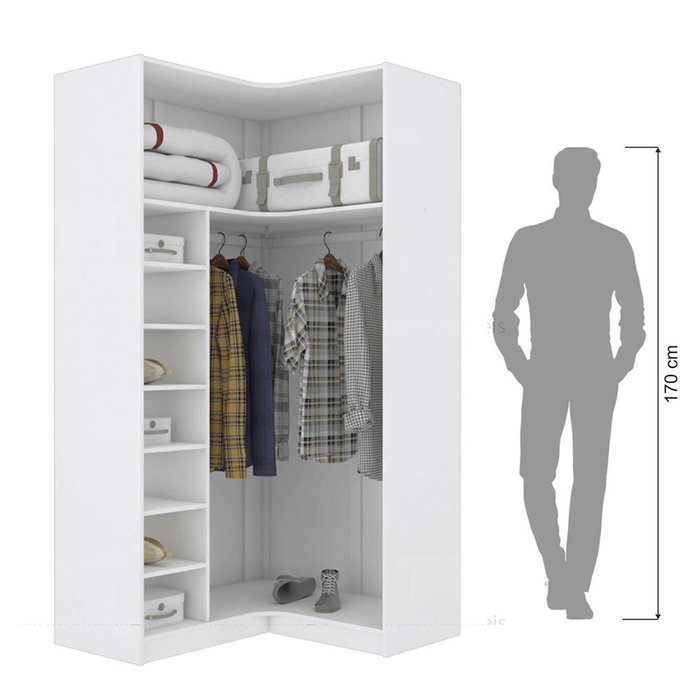 未使用　Luli / Missão Baleiro Módulo Closet Canto A200Xlx98Xly108 C/ Nichos E Cabideiro M366.B